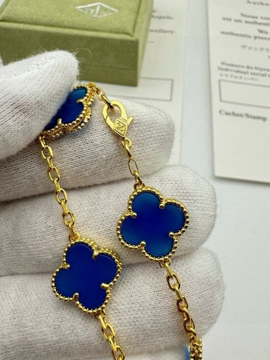 Van Cleef & Arpels Alhambra Bracelet • Gold Blue Agate - Picture 7 of 11